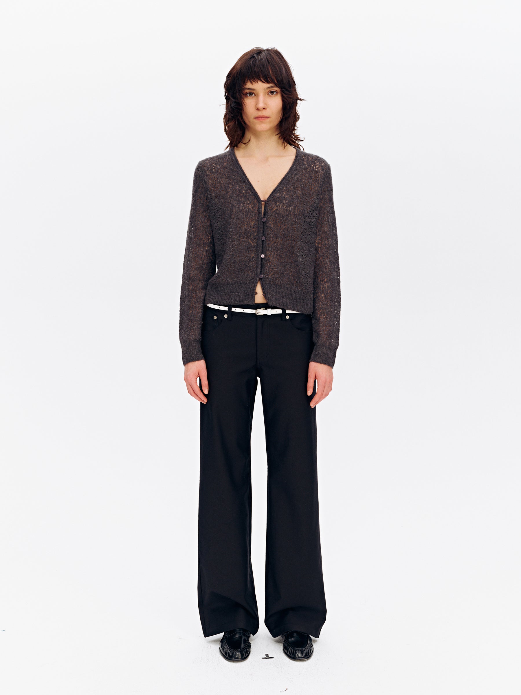 Low-Rise Cotton Washed Soft Straight-Leg Casual Pants Black