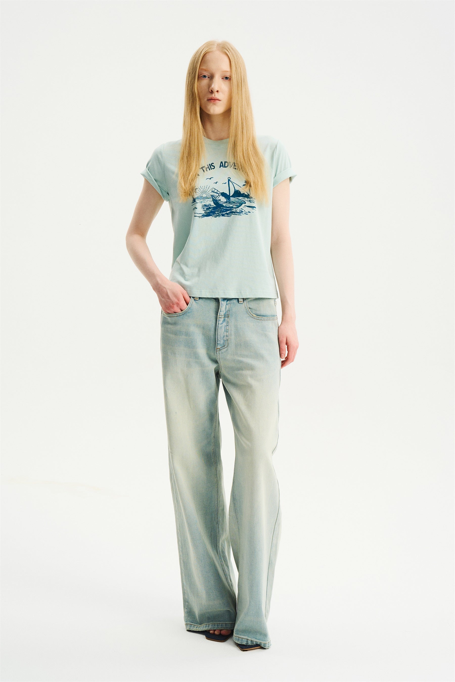 Relaxed Nautical Print Short-Sleeve T-Shirt Light Green