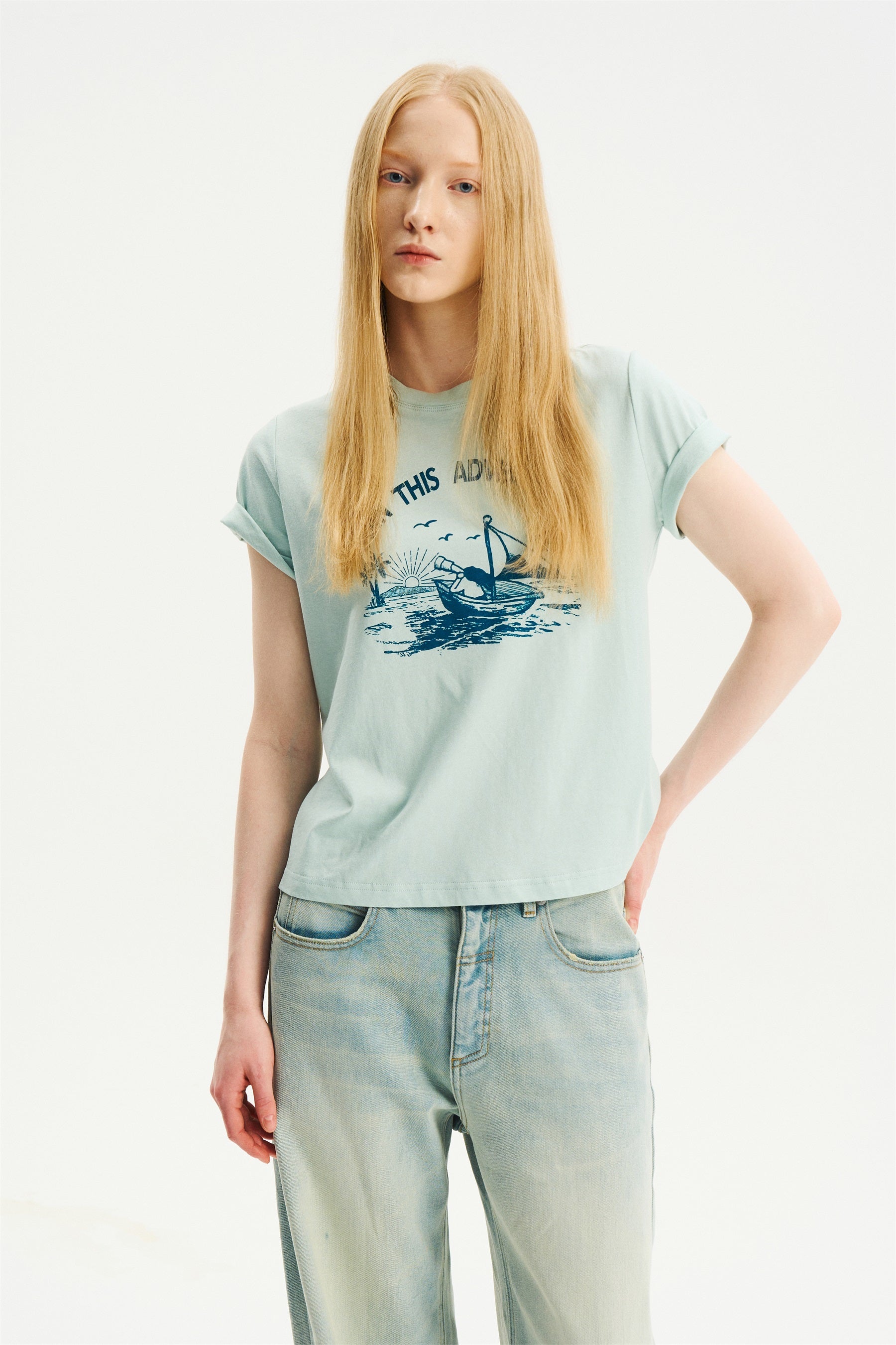 Relaxed Nautical Print Short-Sleeve T-Shirt Light Green