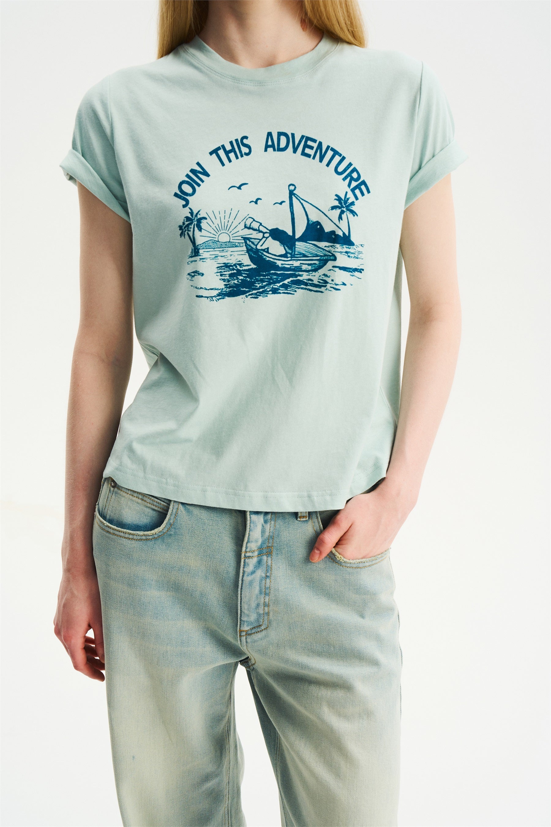 Relaxed Nautical Print Short-Sleeve T-Shirt Light Green