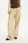 Mid-Low Rise Pleated Drawstring Pants Light Apricot