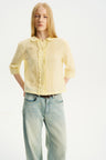 Peter Pan Collar Elbow-Sleeve Shirt Light Yellow