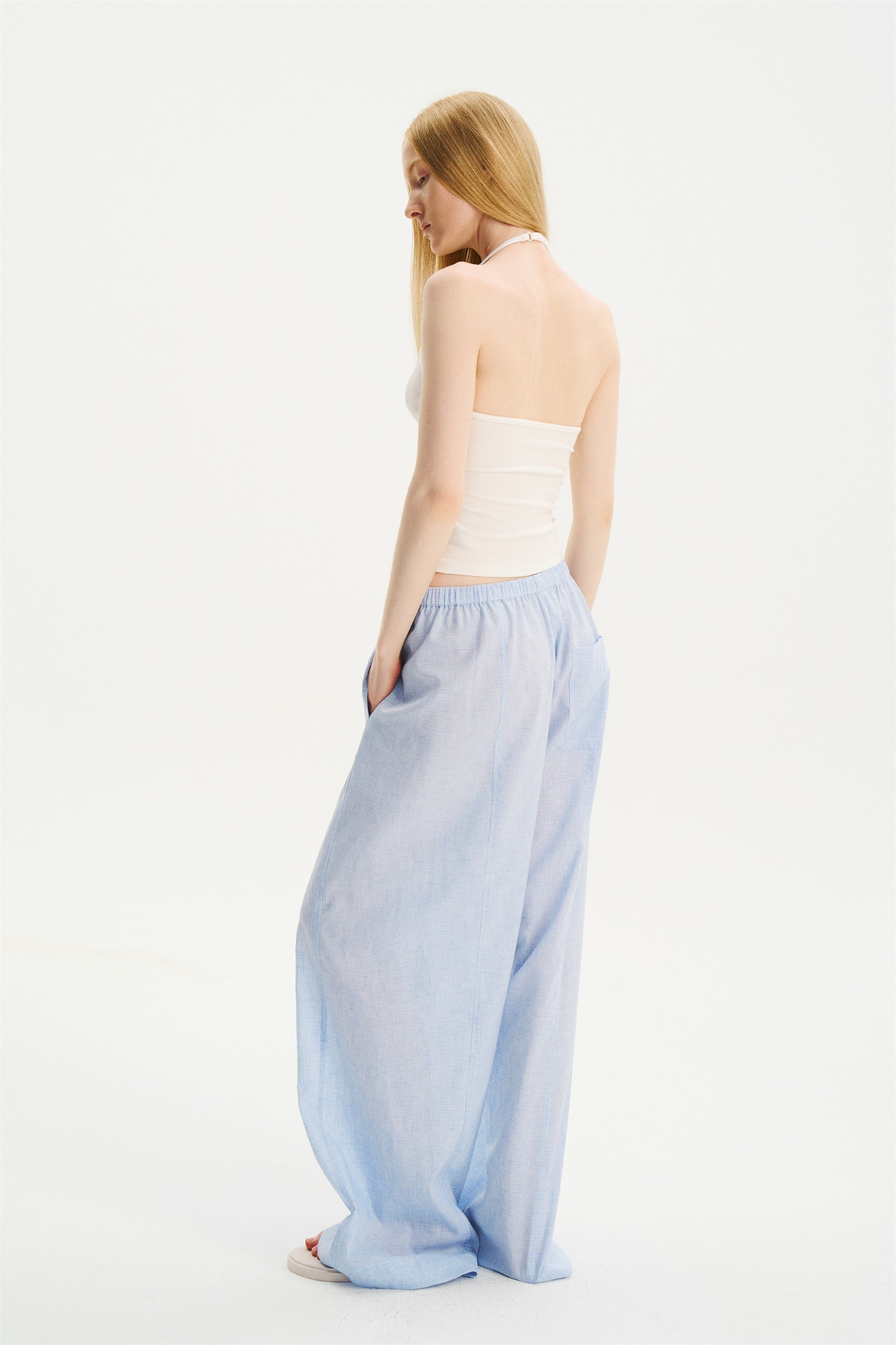 Lace-Trim Halter Camisole Ivory