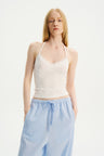 Lace-Trim Halter Camisole Ivory