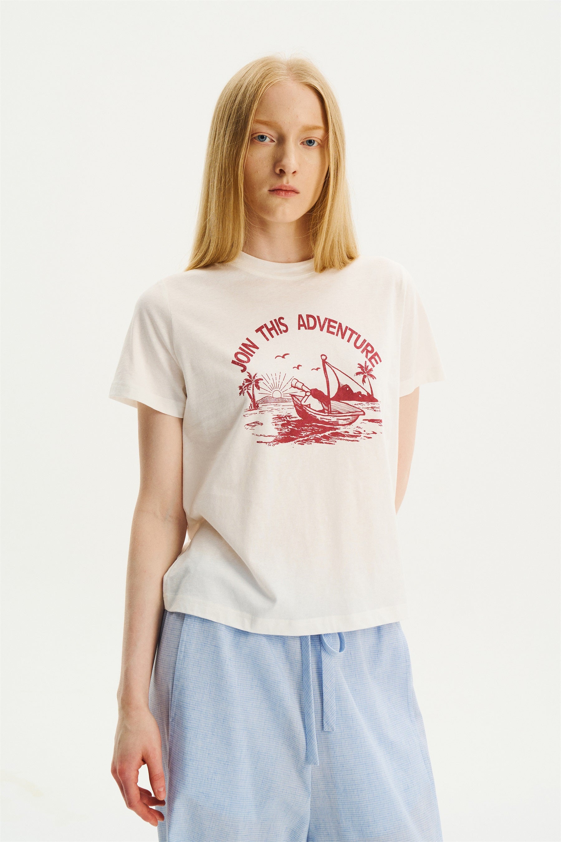 Relaxed Nautical Print Short-Sleeve T-Shirt Ivory
