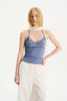 Lace-Trim Halter Camisole Haze Blue