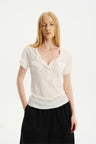 Lightweight Double-Pocket Henley T-Shirt White
