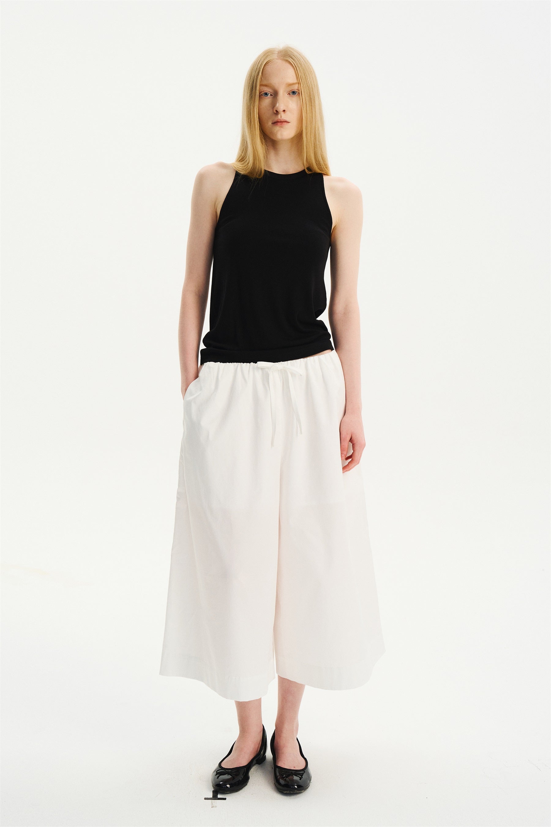 Relaxed Draped Halter Knit Camisole Black