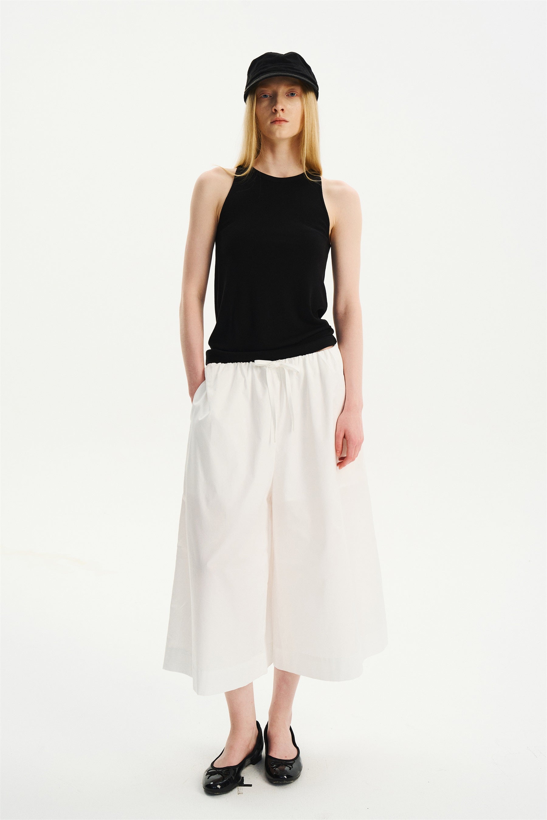 Relaxed Draped Halter Knit Camisole Black