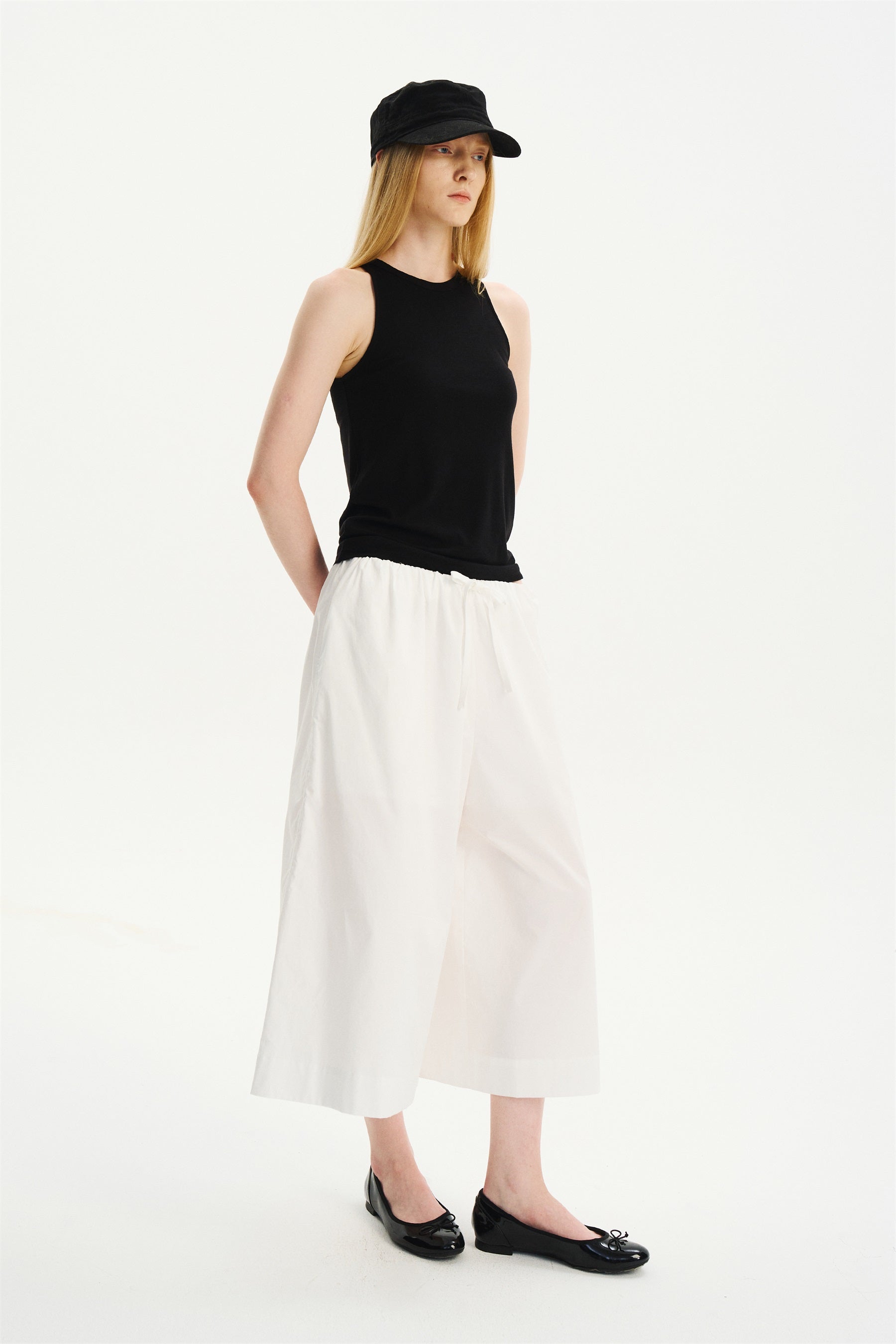 Relaxed Draped Halter Knit Camisole Black