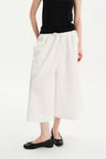 Cool-Touch Drawstring Wide-Leg Culotte Pants White