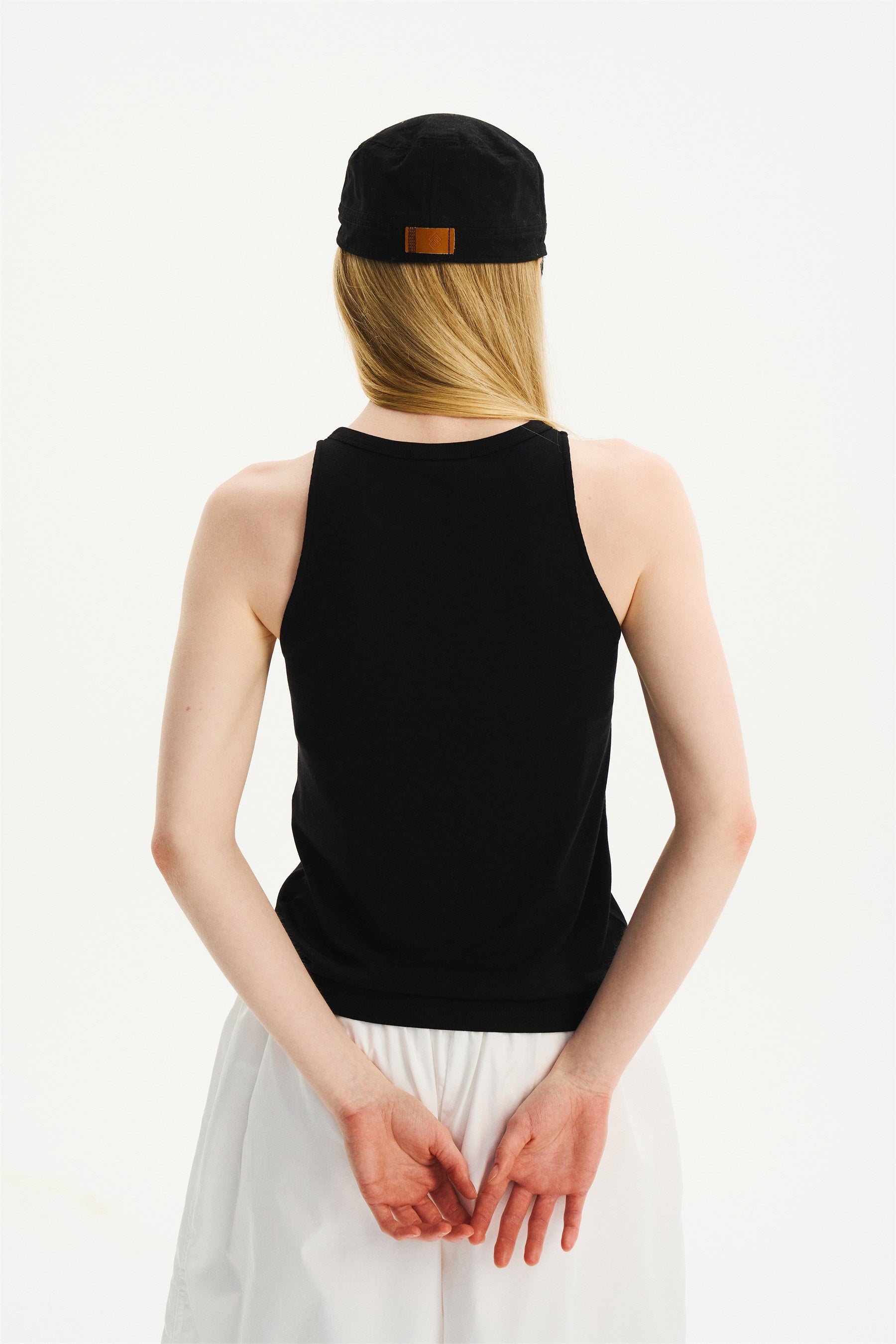 Relaxed Draped Halter Knit Camisole Black