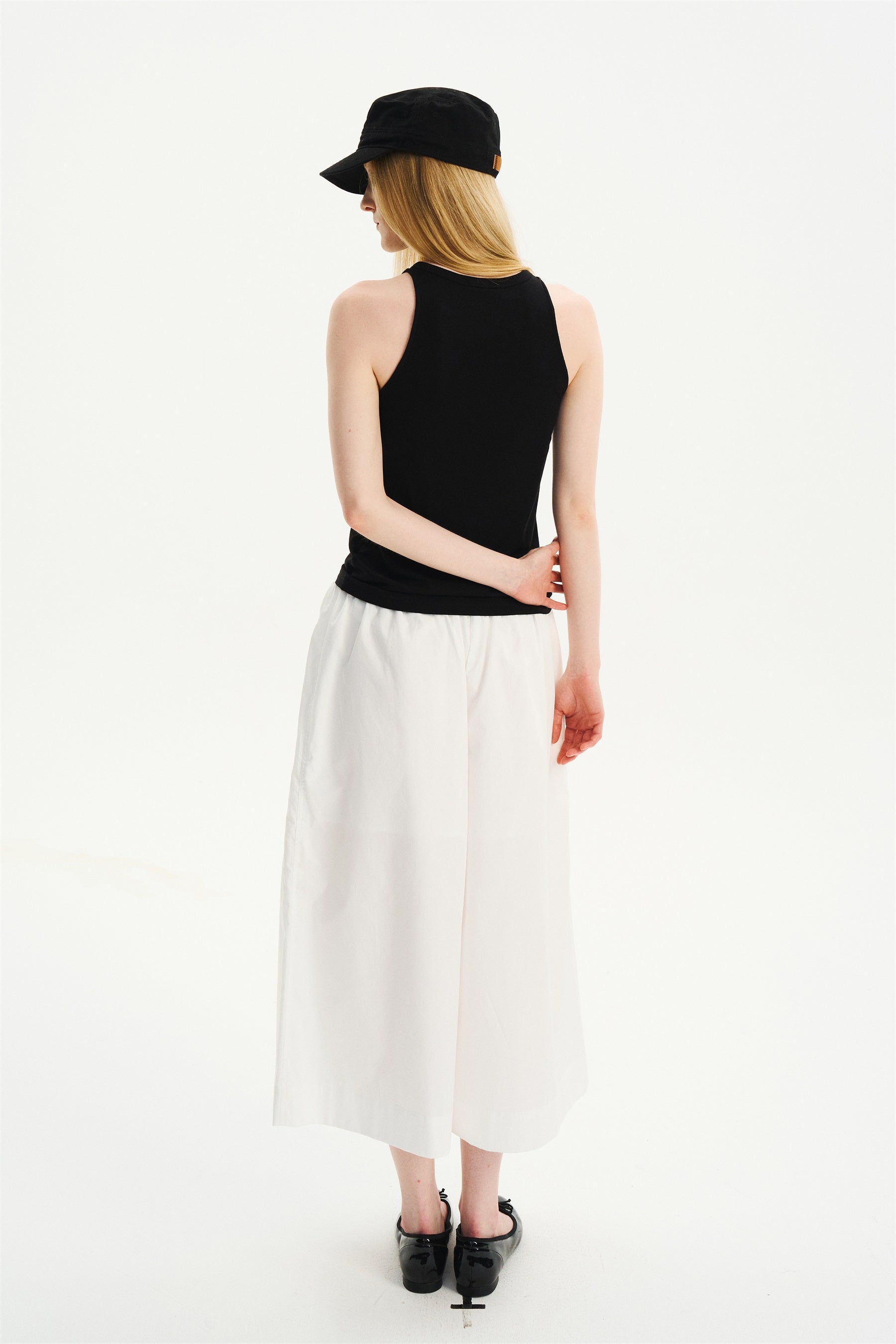Relaxed Draped Halter Knit Camisole Black