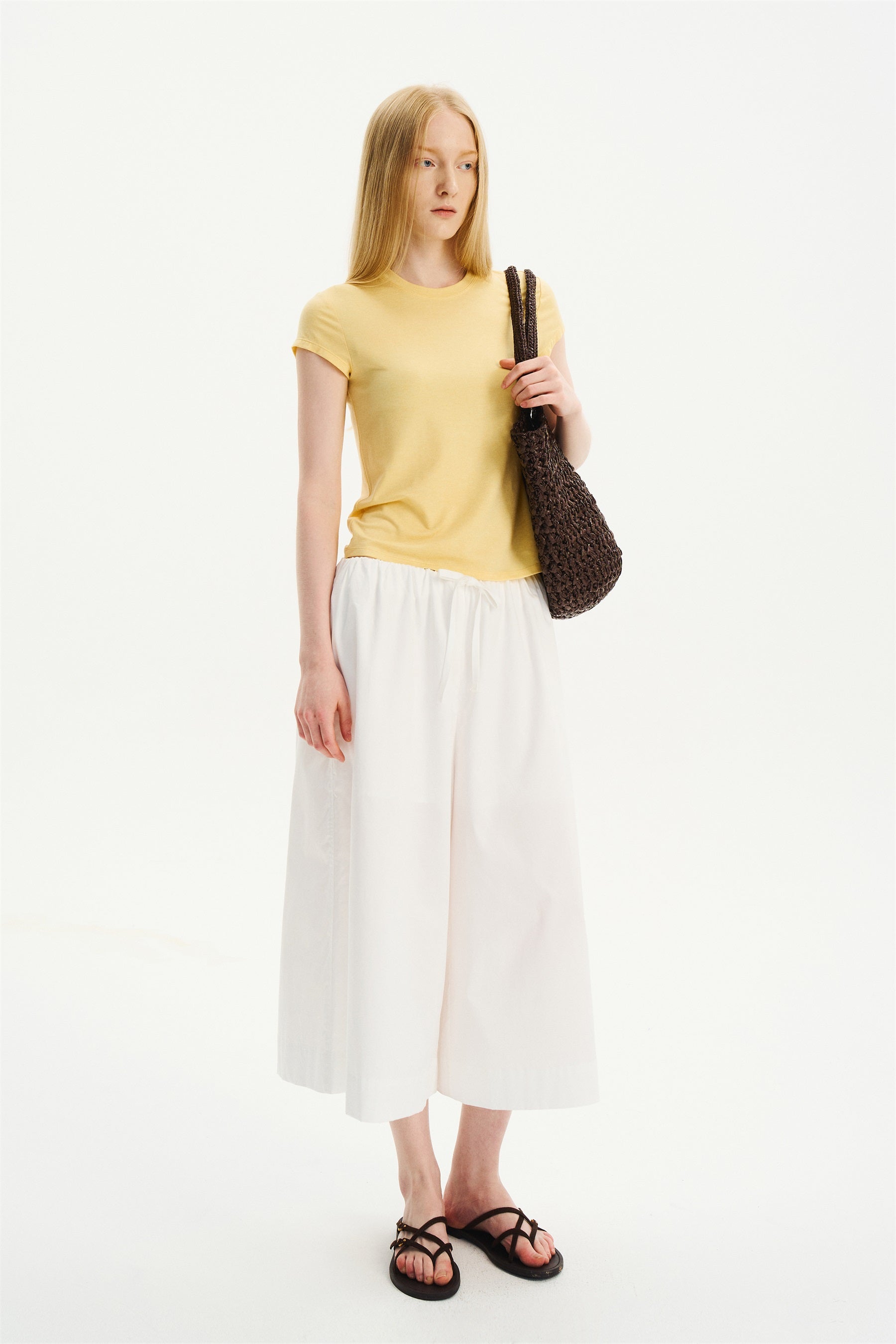 Essential Crew-Neck Short-Sleeve T-Shirt Egg Yellow