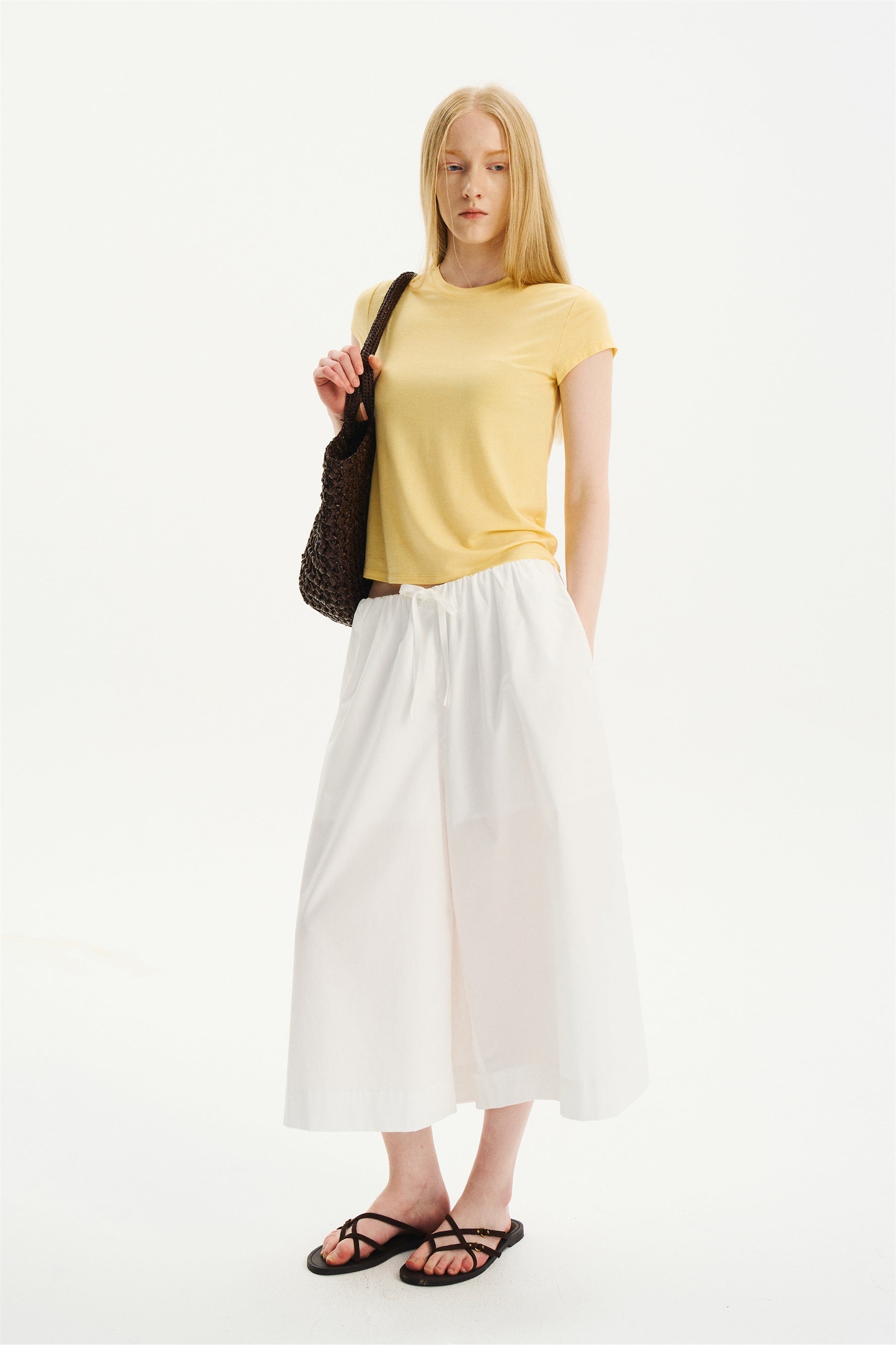 Essential Crew-Neck Short-Sleeve T-Shirt Egg Yellow