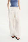 Mid-Low Rise Pleated Drawstring Pants White