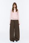 Crinkled Raw-Edge Long-Sleeve Tee Light Pink