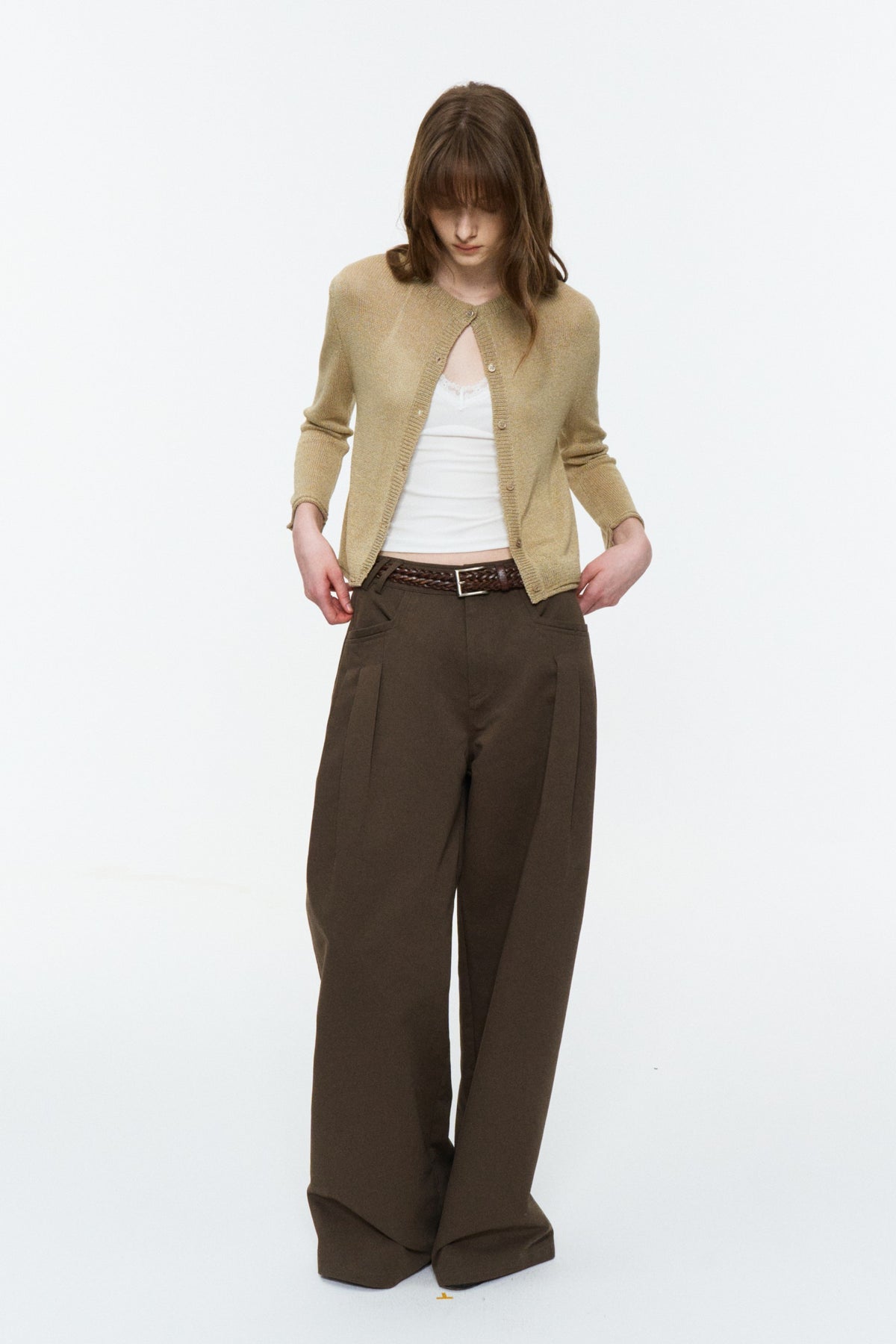 Paper-Yarn Bracelet-Sleeve Cardigan Oatmeal