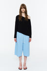 Drawstring Cropped Wide-Leg Sweatpants Bright Blue