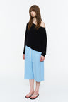 Asymmetric Off-Shoulder Relaxed Knit Top Black