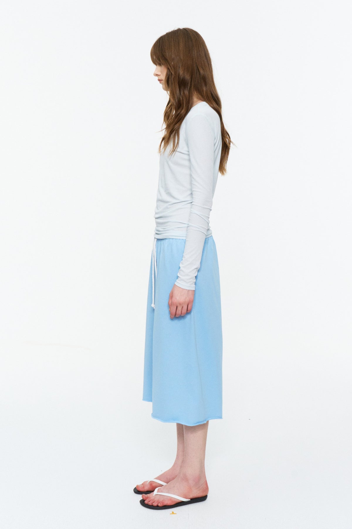 Drawstring Cropped Wide-Leg Sweatpants Bright Blue