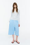 Lightweight Wide U-Neck Fitted Long-Sleeve Tee Light Blue