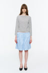 Metallic Crinkle A-Line Skirt Dusty Blue