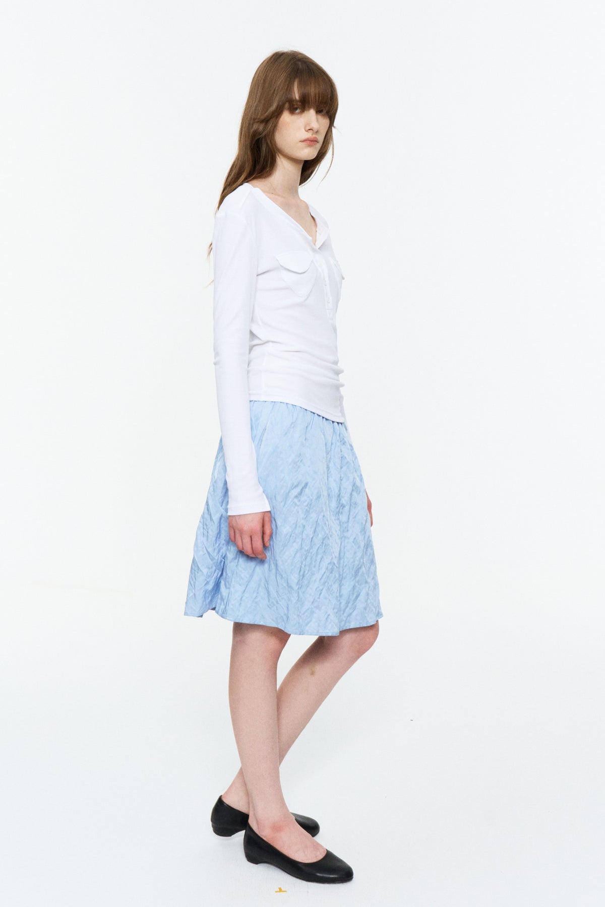 Patch-Pocket Henley Long-Sleeve Tee Cloud White