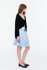 Ruffled Drawstring Lightweight Knit Cardigan Black