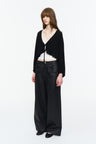 Low-Rise Coated Straight Pants Black