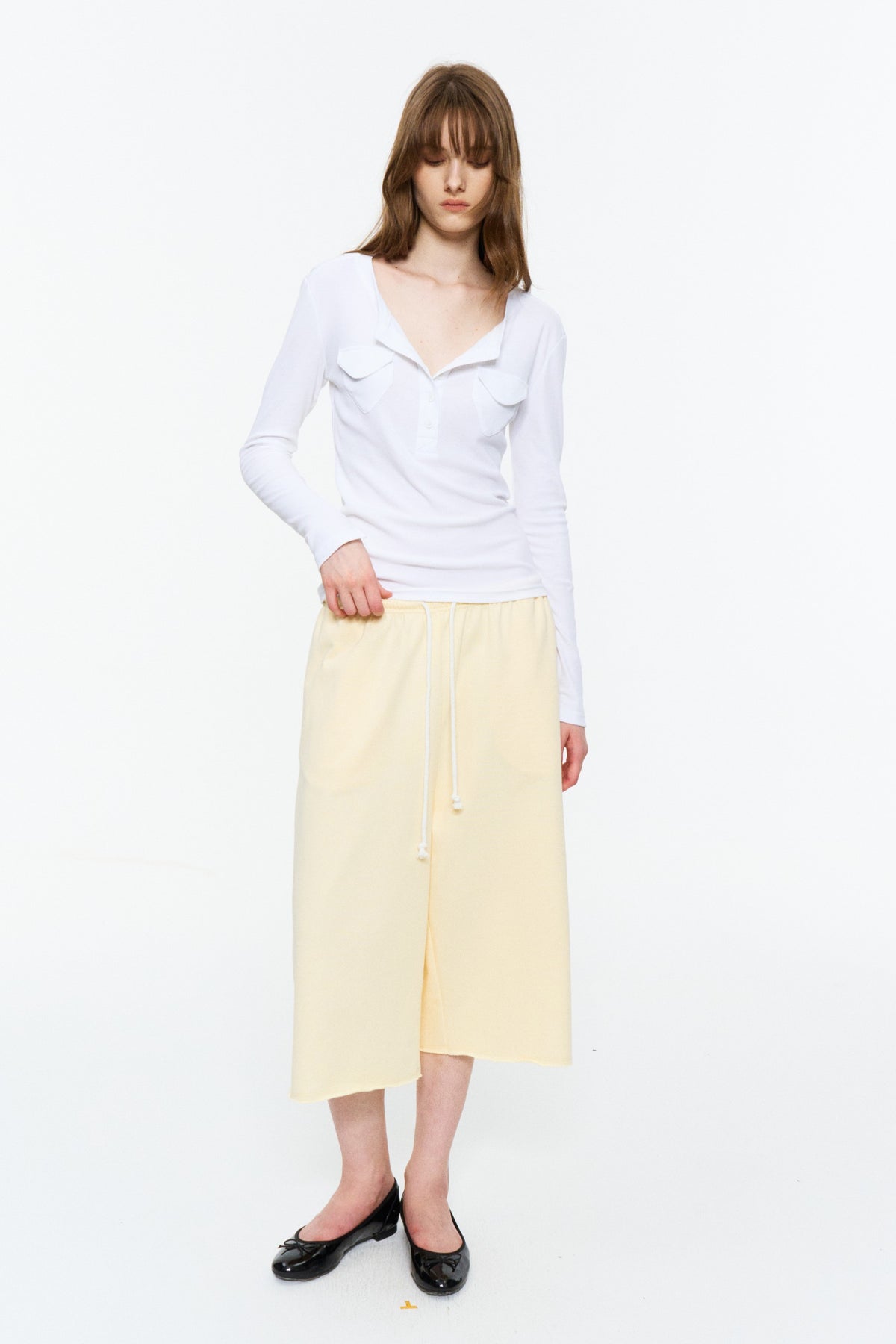 Drawstring Cropped Wide-Leg Sweatpants Light Yellow