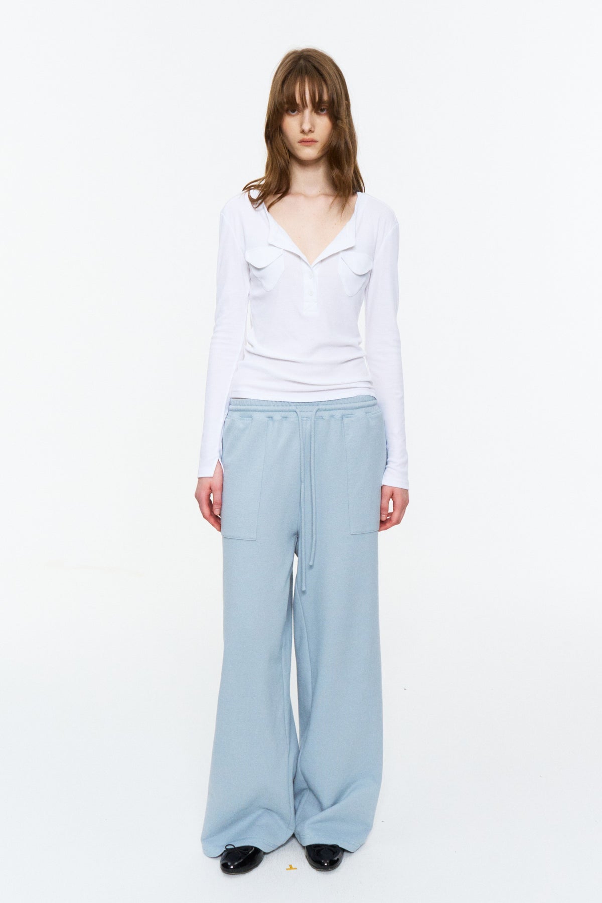 Elastic-Waist Long Sweatpants Frost Blue