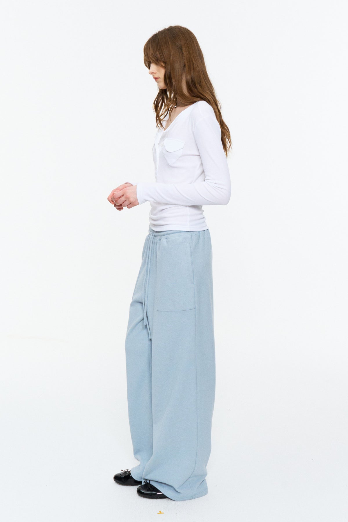 Elastic-Waist Long Sweatpants Frost Blue
