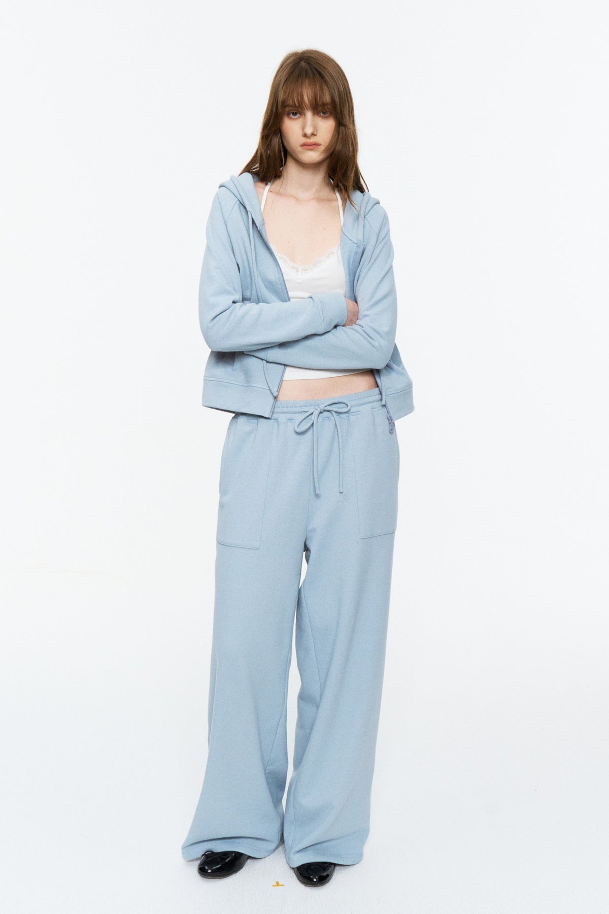Elastic-Waist Long Sweatpants Frost Blue