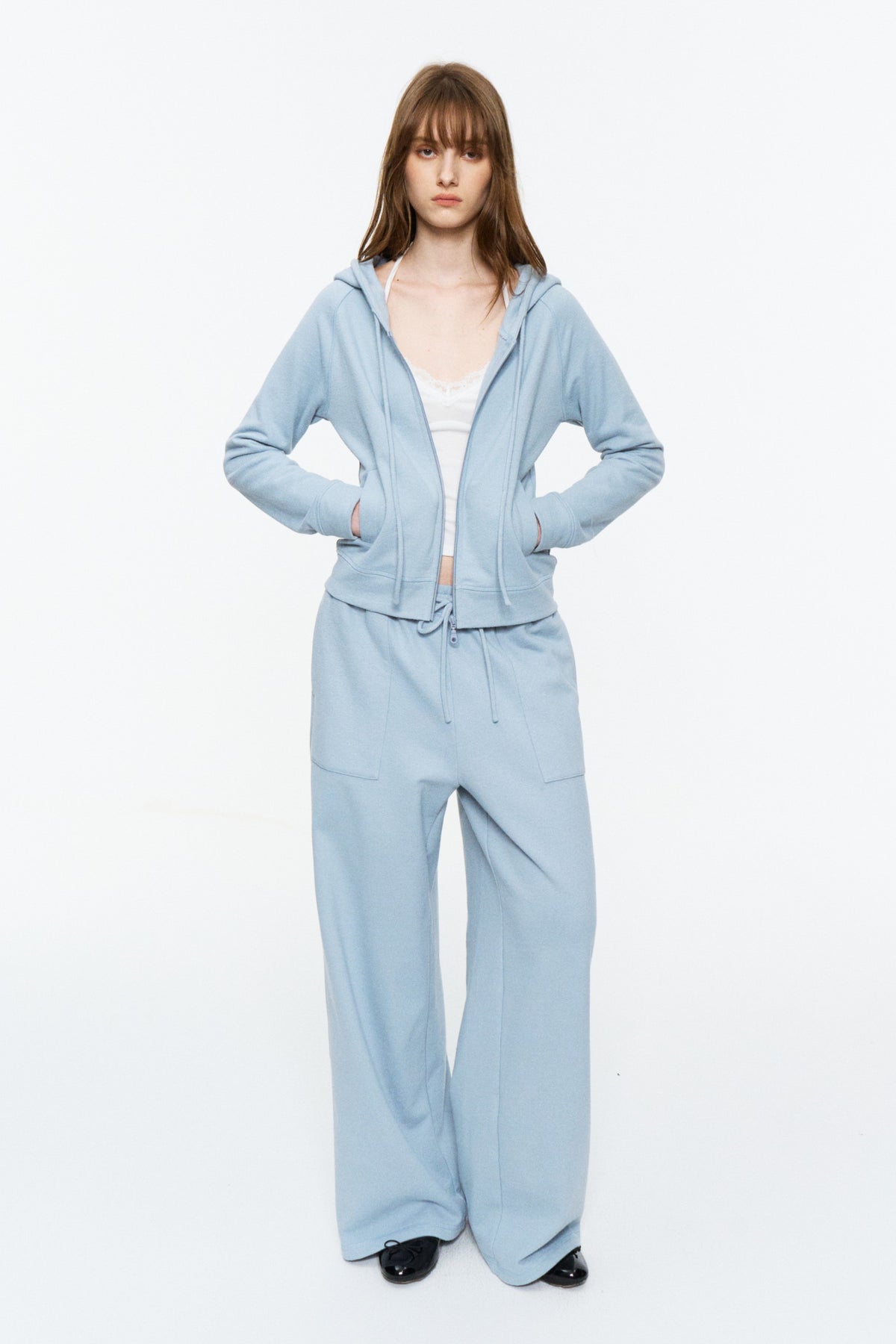 Fitted Zip-Up Sweatshirt Jacket Frost Blue