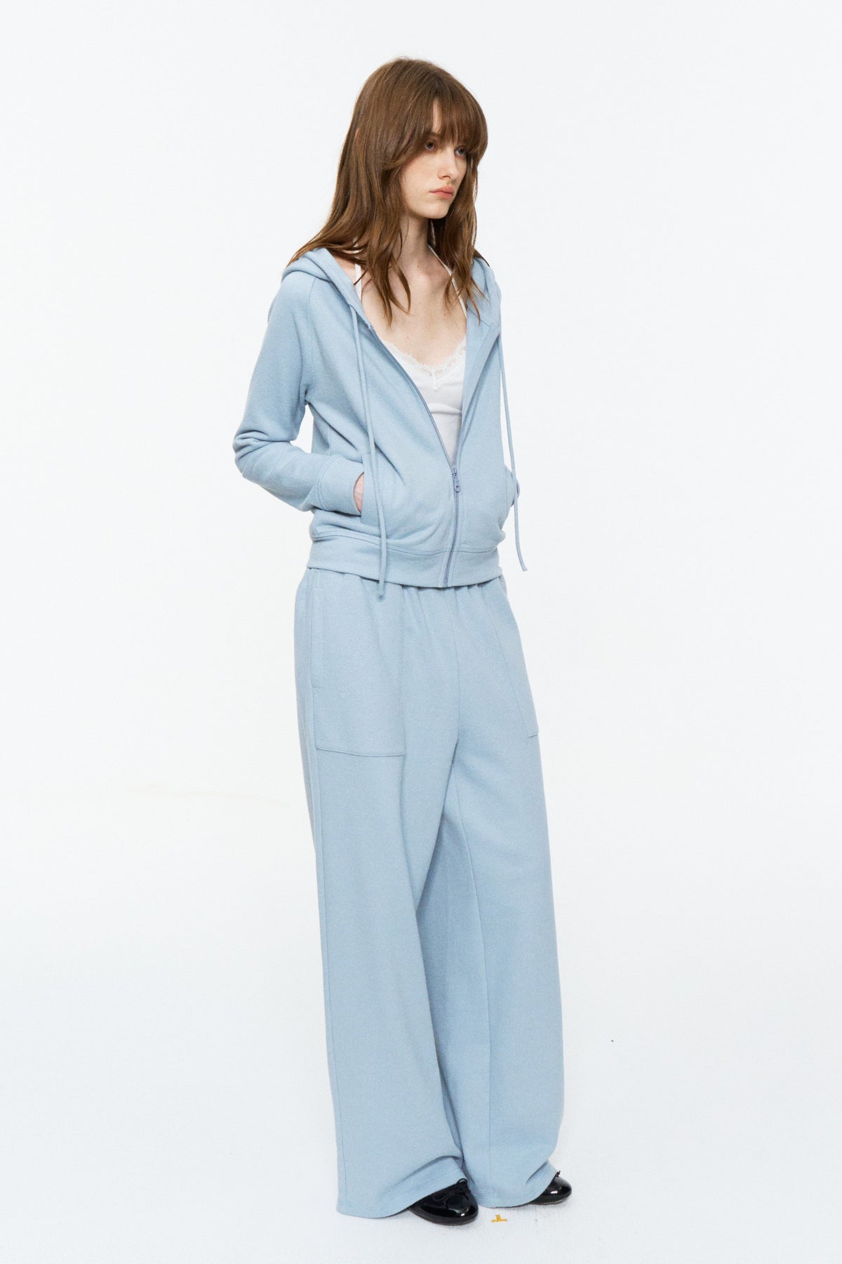 Fitted Zip-Up Sweatshirt Jacket Frost Blue