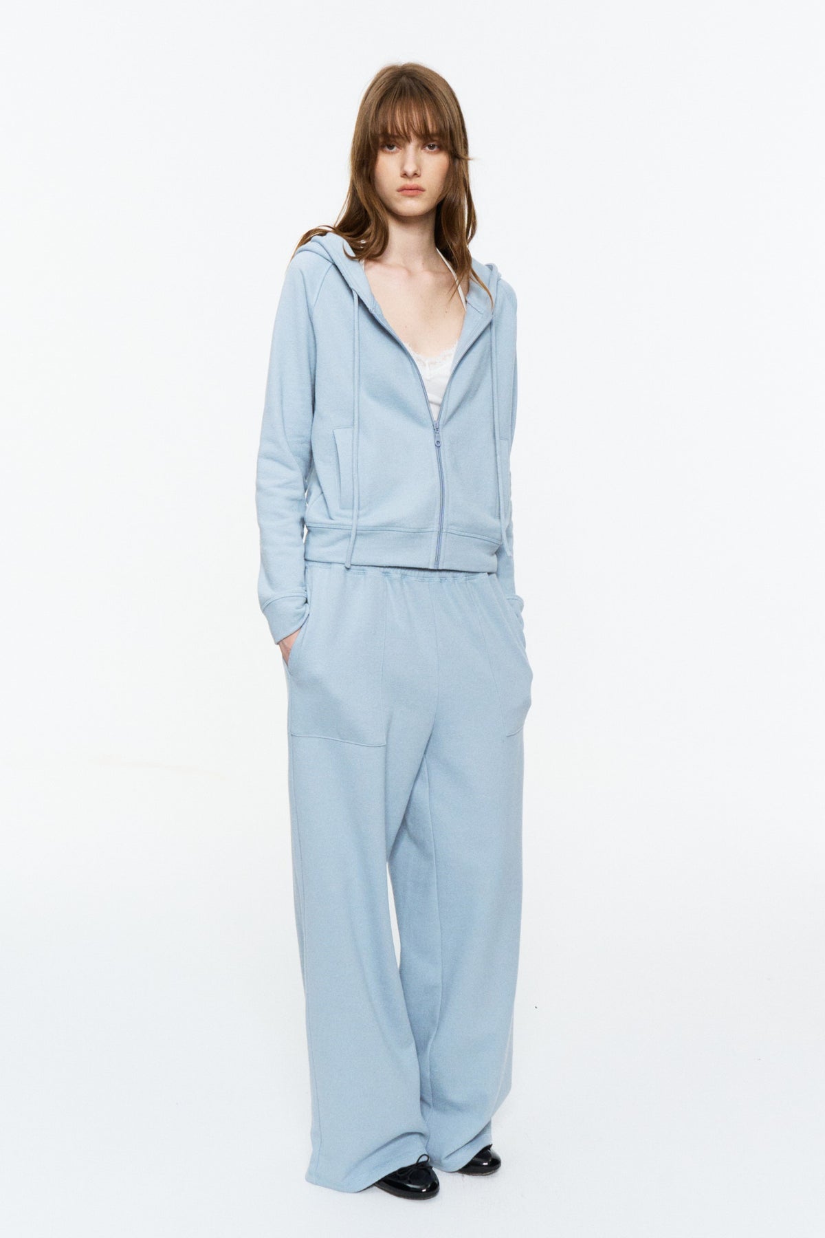 Elastic-Waist Long Sweatpants Frost Blue