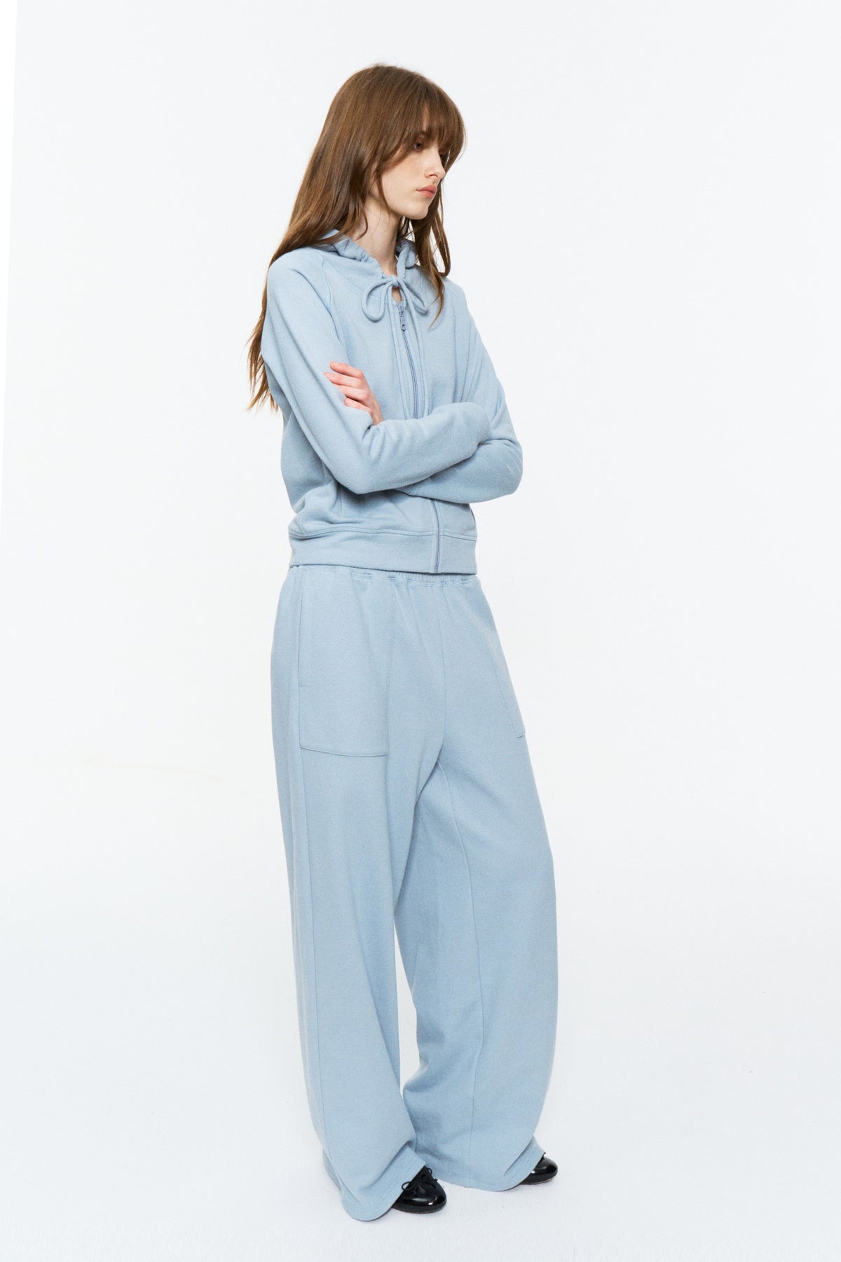 Elastic-Waist Long Sweatpants Frost Blue