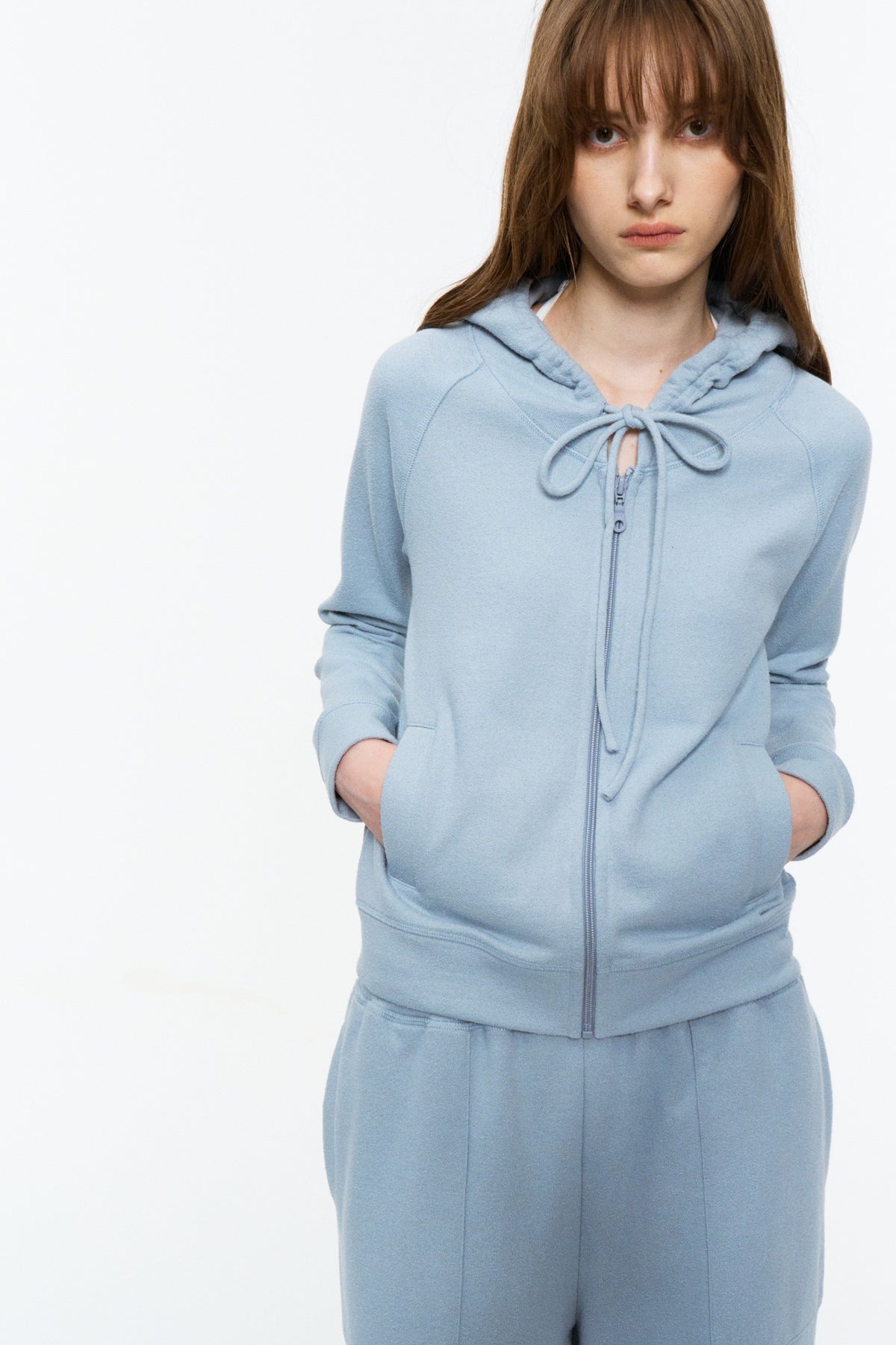 Fitted Zip-Up Sweatshirt Jacket Frost Blue