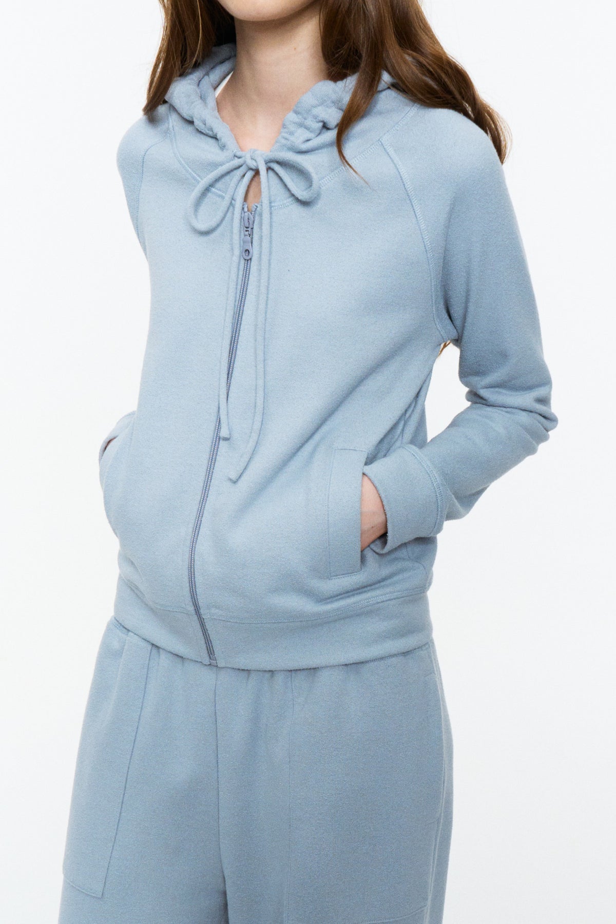 Fitted Zip-Up Sweatshirt Jacket Frost Blue