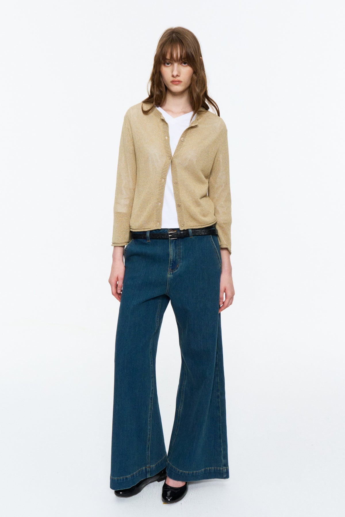 Paper-Yarn Bracelet-Sleeve Cardigan Oatmeal