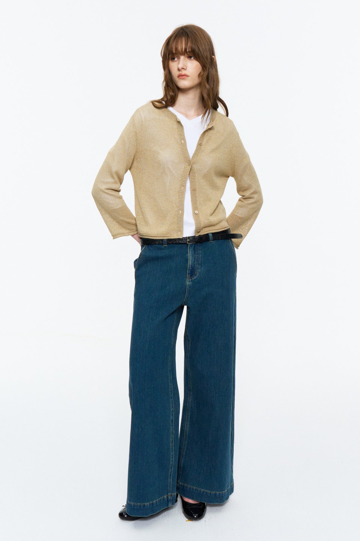 Paper-Yarn Bracelet-Sleeve Cardigan Oatmeal