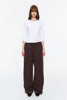 Elastic-Waist Long Sweatpants Deep Brown Purple