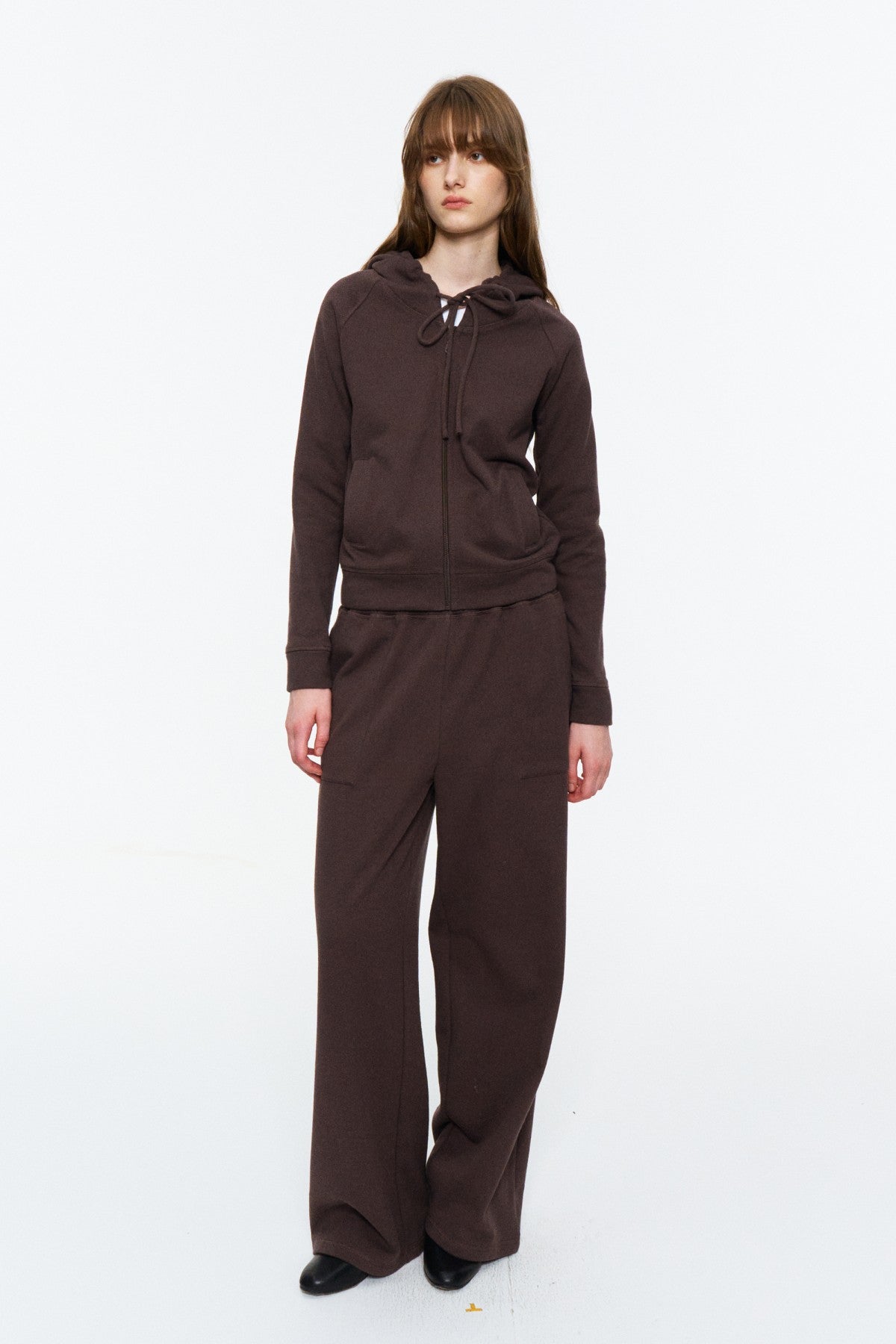 Fitted Zip-Up Sweatshirt Jacket Deep Brown Purple