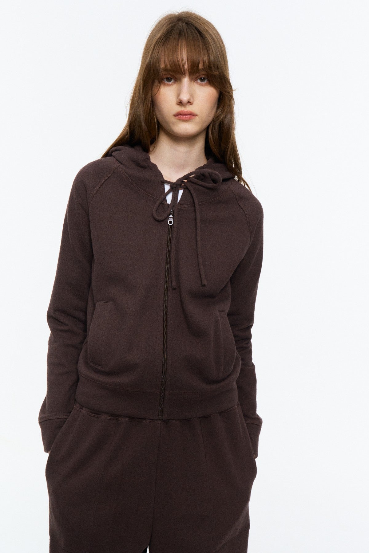 Fitted Zip-Up Sweatshirt Jacket Deep Brown Purple