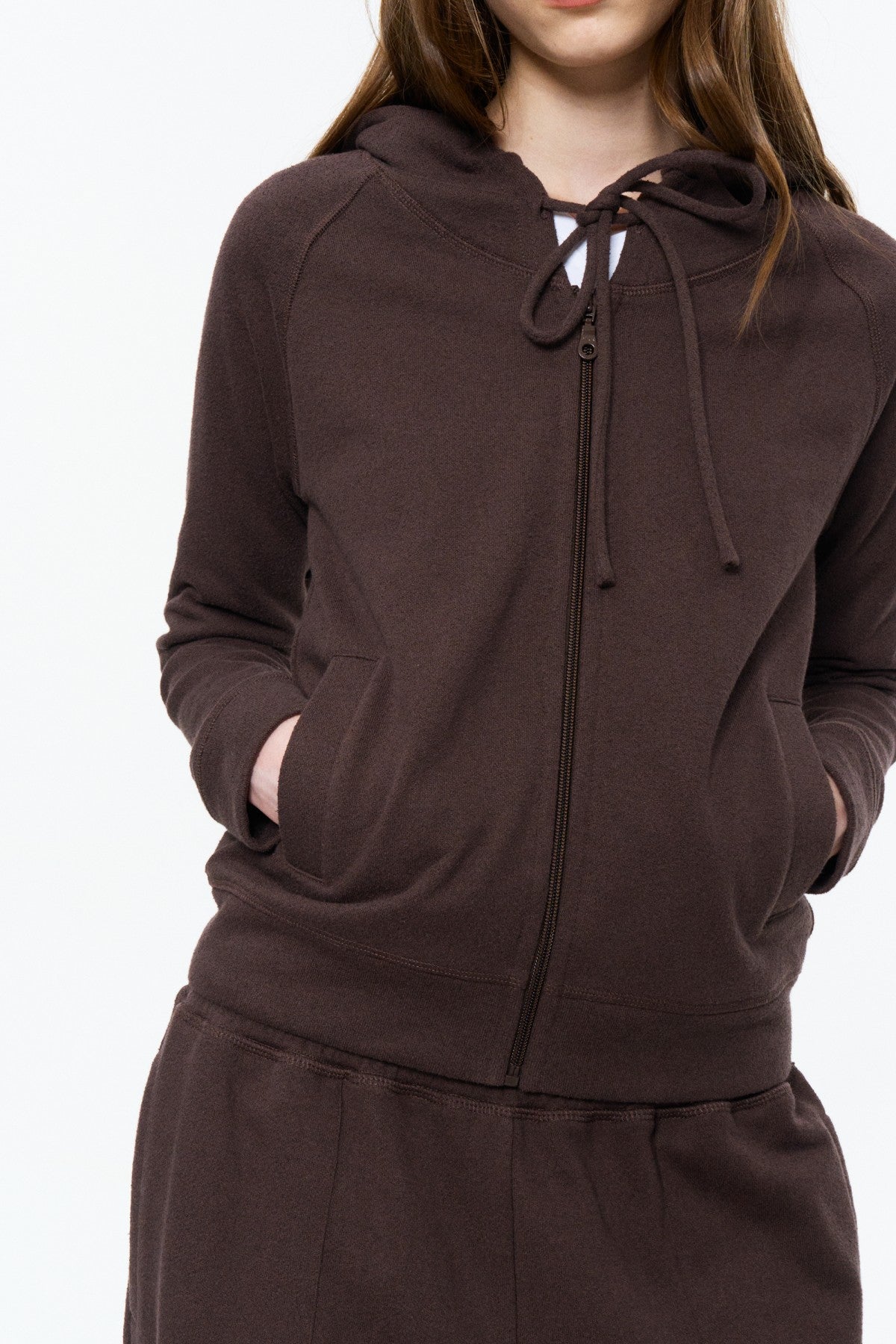 Fitted Zip-Up Sweatshirt Jacket Deep Brown Purple