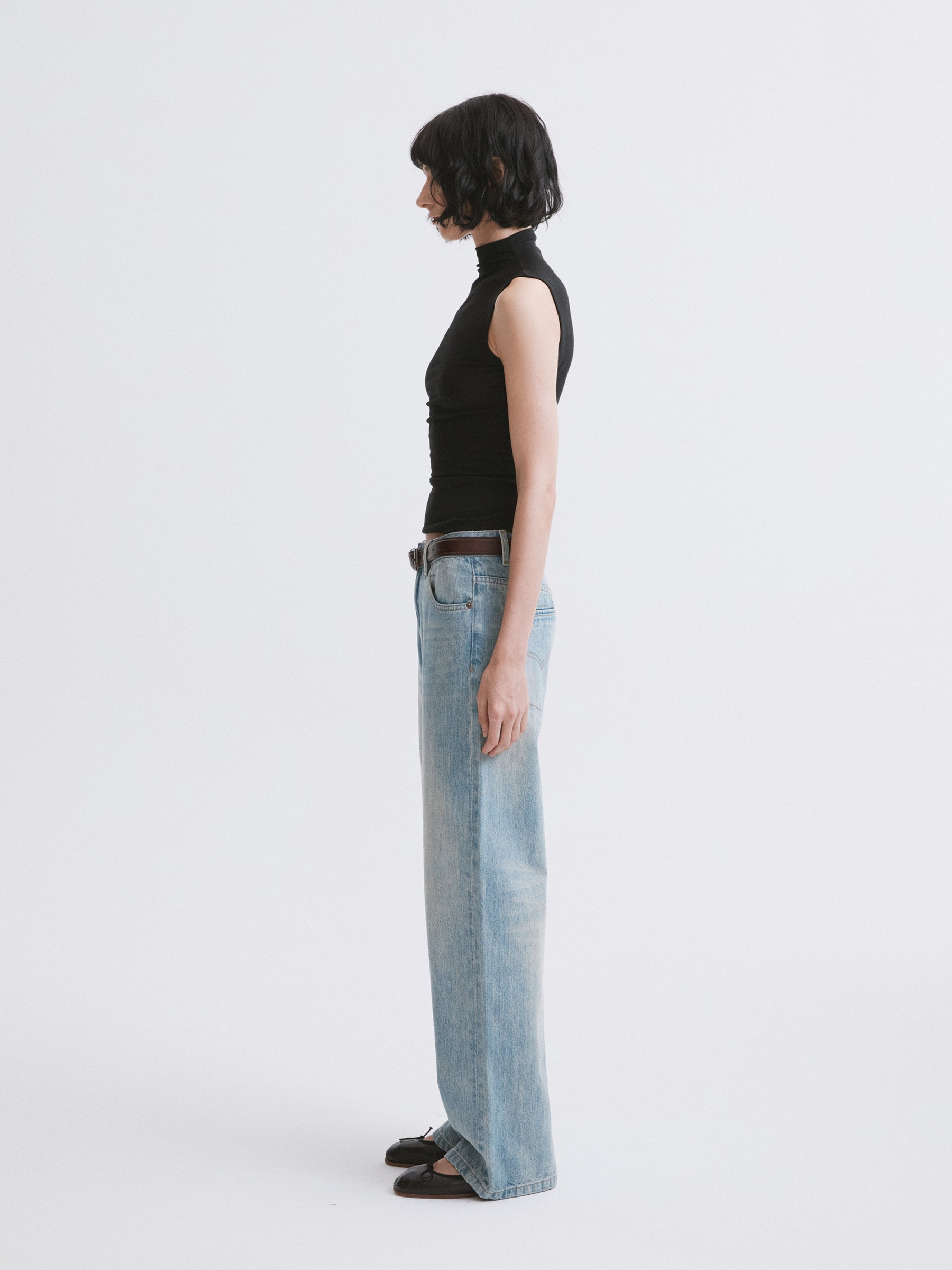 Mid-Low Rise Light Blue Washed Jeans Washing Blue