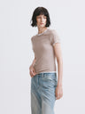 Lightweight Mock Two-Piece Color-Block T-Shirt Apricot