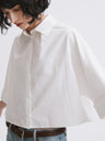 Skin-Friendly Mugwort Cotton Cropped Relaxed 5-Sleeve Shirt White