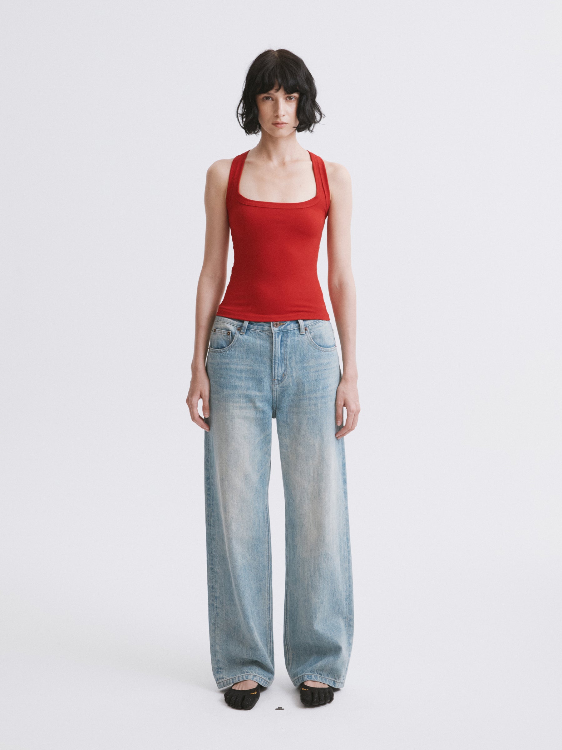 Mid-Low Rise Light Blue Washed Jeans Washing Blue